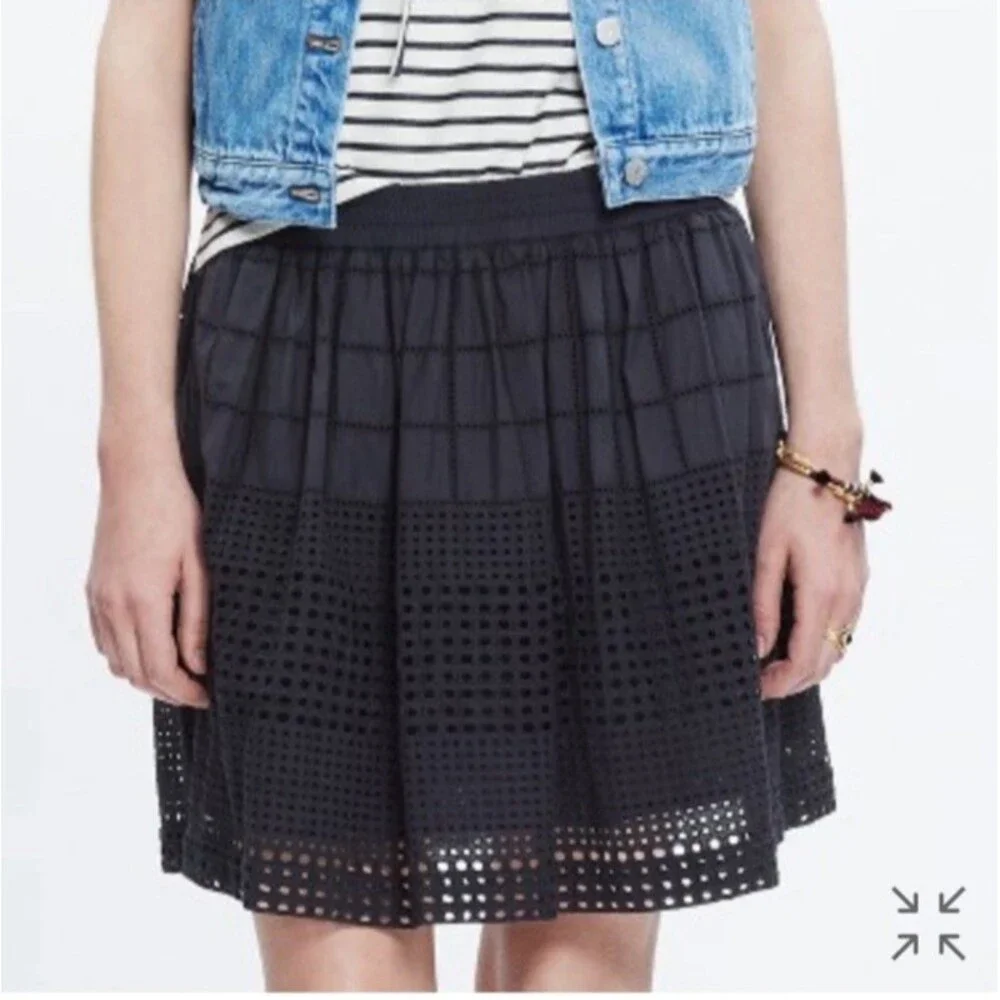 Madewell Black Beachhouse Eyelet Skirt Size M